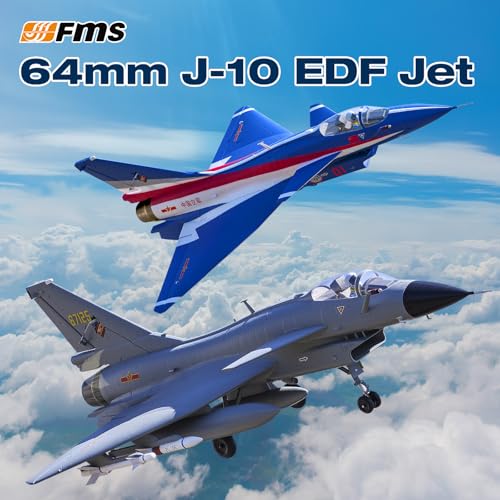 Fms Rc Jets 64mm J10 EDF Fighter Jet with Reflex Vigorous Dragon Rc Airplanes for Adults Remote Control Planes Air Force Gray Paint PNP(NO