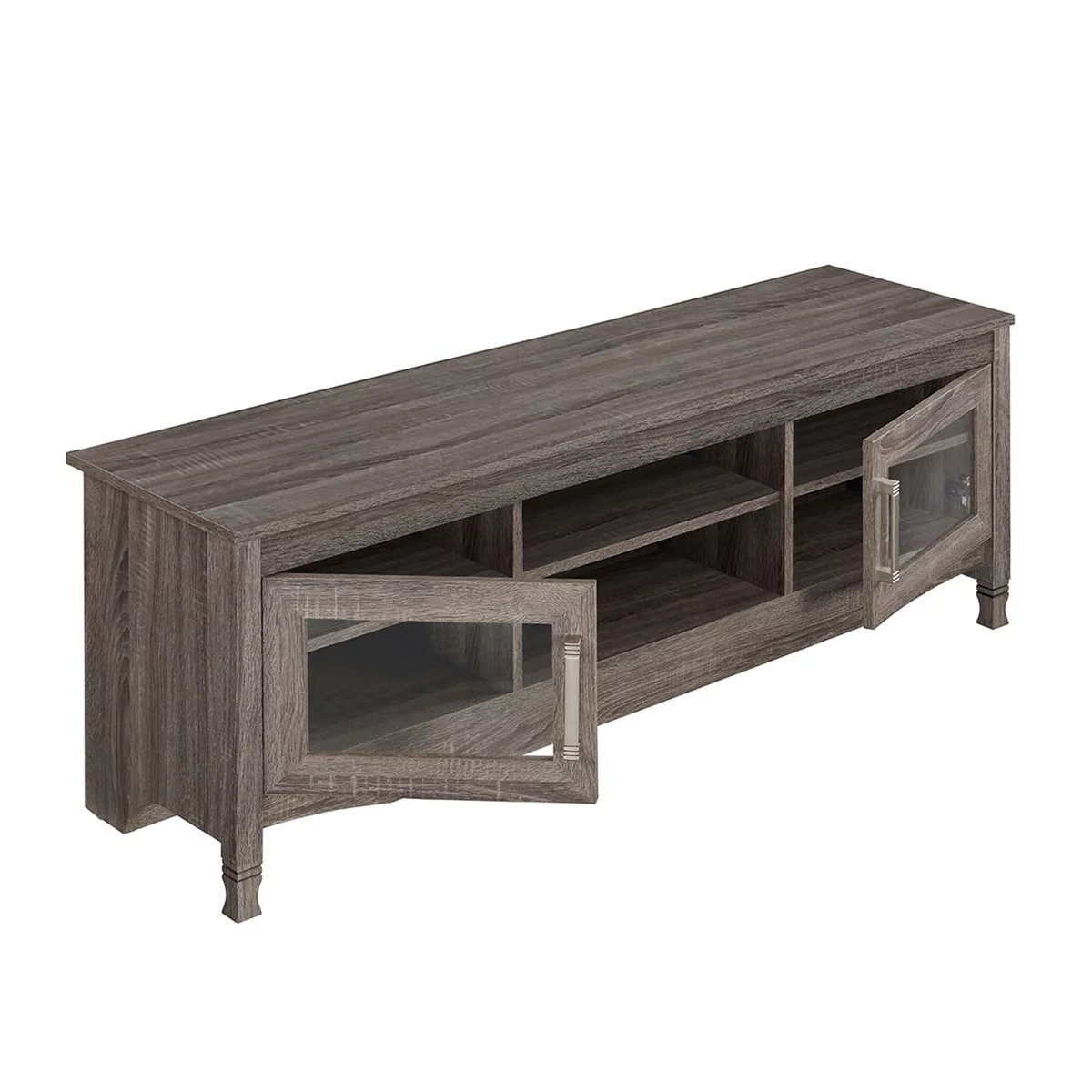TV Stands up to 60 Inches, Farmhouse Entertainment Center with 2 Doors, Media Console Table Storage Cabinet for Living Room Bedroom, Grey Driftwood