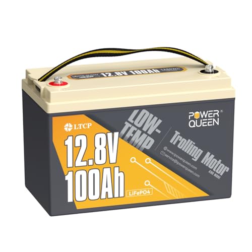 Power Queen 12.8V 100Ah LiFePO4, Upgraded Low Temperature Cut-off Function, Built-in 100A BMS, Grade A Battery Cell, Up to 15000+ Cycles