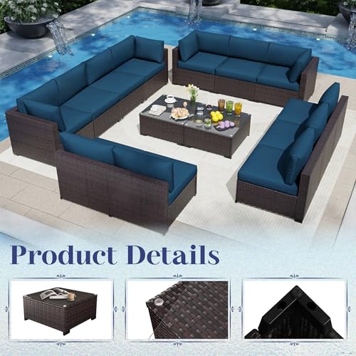 KIGOTY Patio Furniture Set 7 Pieces Conversation Sets, Outdoor Sectional Sofa