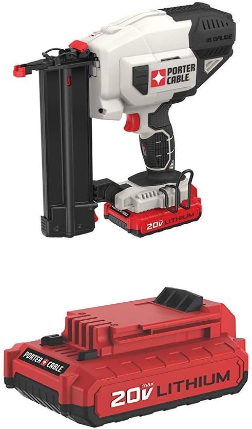 PORTER-CABLE 20V MAX* Cordless Brad Nailer Kit with 1 Battery, 18GA (PCC790LA)