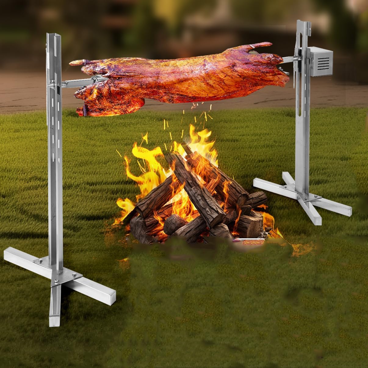 TUQI 53" Electric Rotisserie Grill 88 Lbs Capacity, Pig Lamb Spit Roaster Stand Rotisserie with Adjustable Height