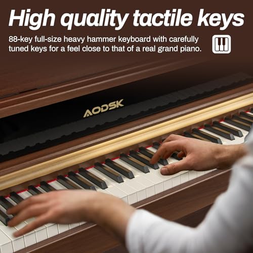 AODSK 88 Key Digital Piano,Weighted Hammer Action Digital Piano with Full-Size Weighted Keys,Triple Pedal,Beginner Bundle with Furniture Stand