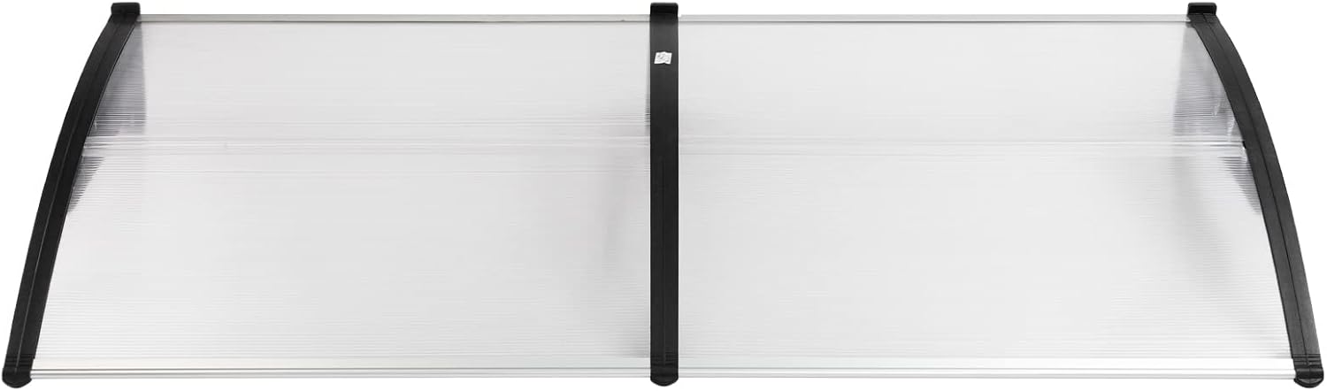 MATICO 79 Outdoor Clear Door Awning Patio Window Cover Polycarbonate Rain & Snow Protection, Modern Black Hollow Sheet with UV Protection Cover