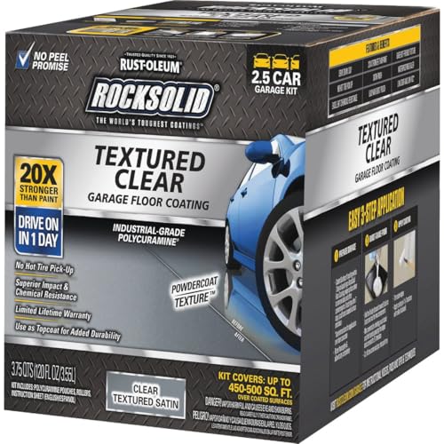 Rust-Oleum 317382 RockSolid Garage Floor Coating, 2.5 Car Kit, Textured Clear