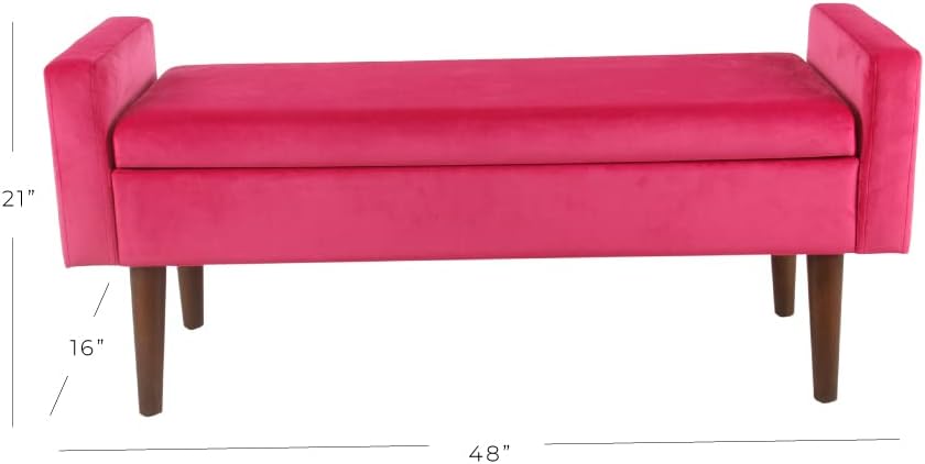 HomePop Home Decor | Upholstered Modern Velvet Storage Ottoman Bench | Ottoman Bench with Storage for Living Room & Bedroom | Decorative Home