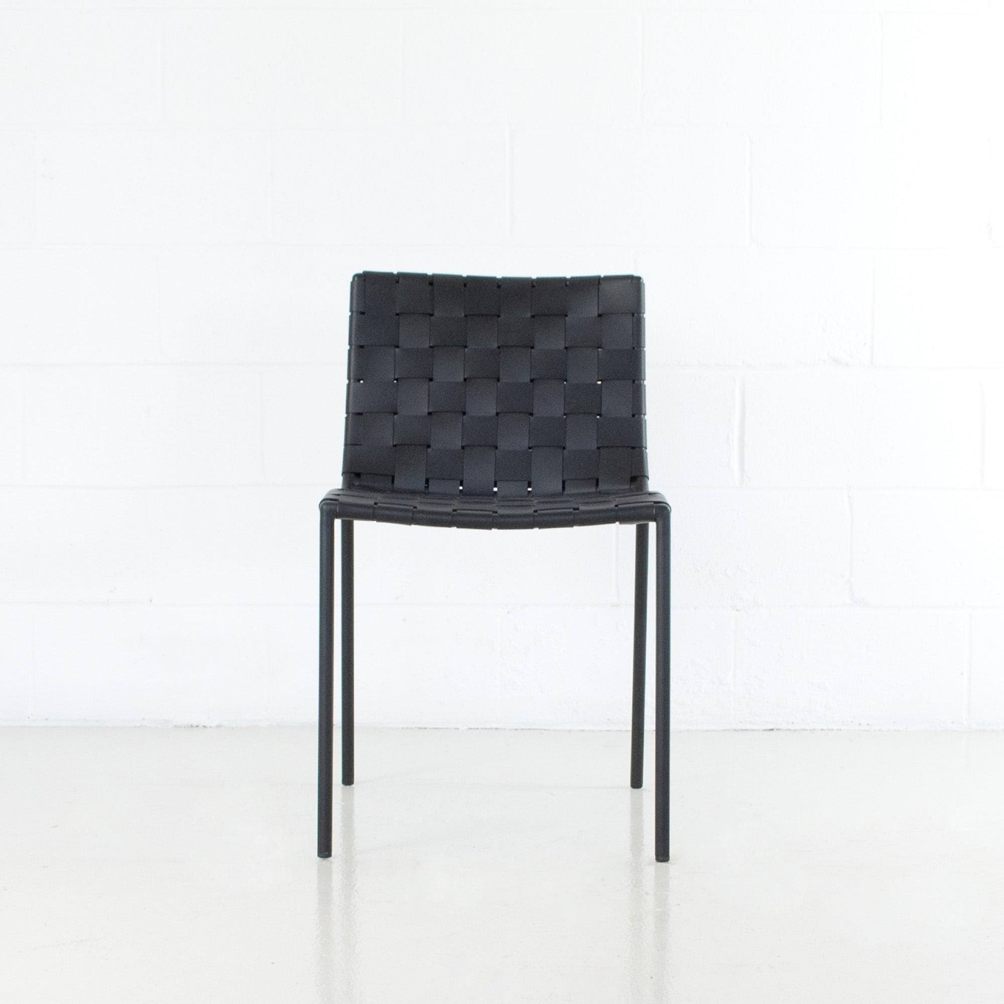 Elite Living Soho Mid-Century Modern Leather Weave Dining Chair - Single - Black - Dining Height