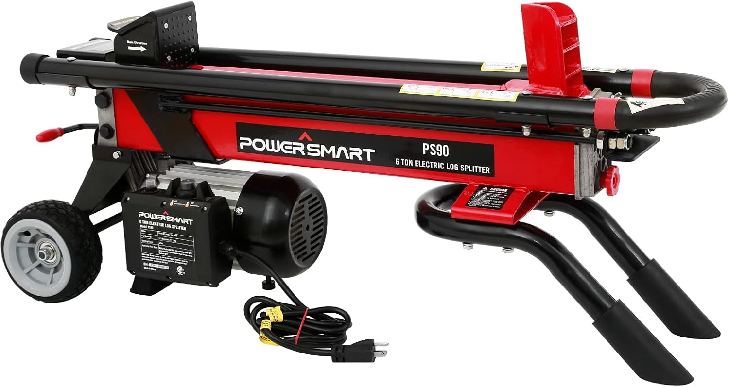 PowerSmart Log Splitter Electric, 6-Ton Hydraulic Log Splitter, 15 Amp Electric Log Splitter, Electric Wood Splitter