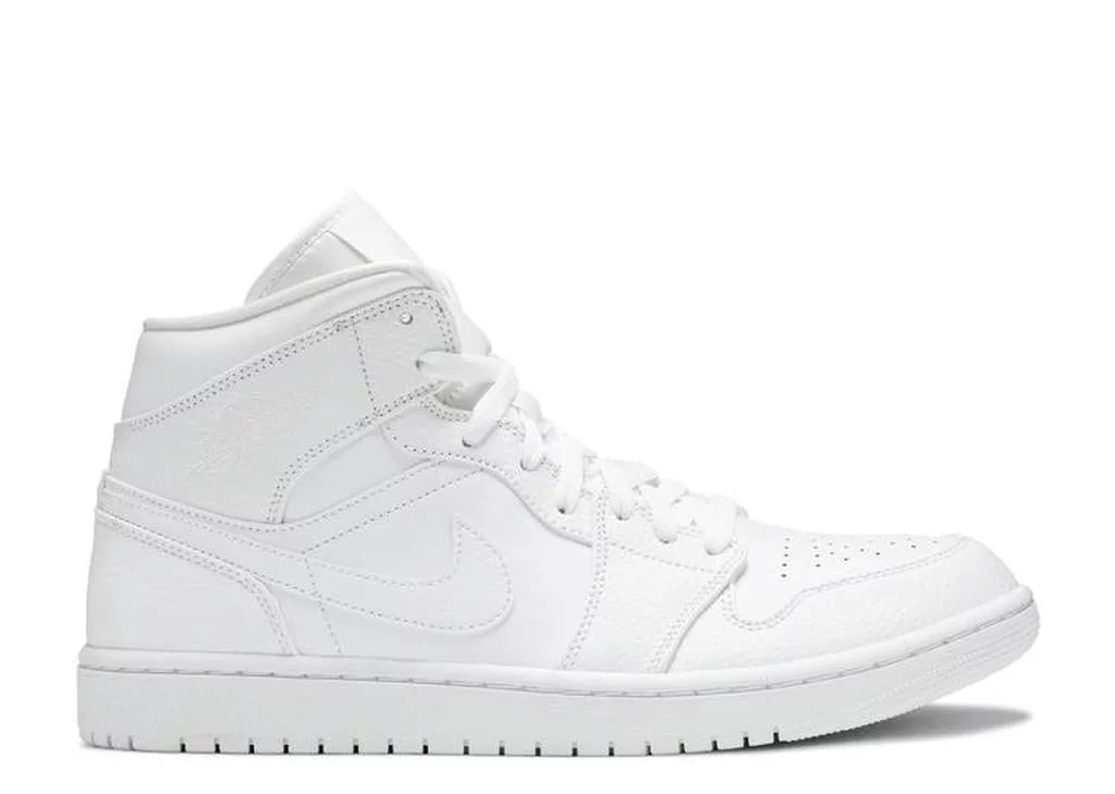 Men's Jordan 1 Mid White/White-White (554724 130) - 7.5 - Curated Treasures Market
