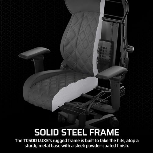 Corsair TC500 Luxe Gaming Chair – Premium Breathable Fabric – Wide Seat – Five-Way Adjustable Armrests – Adjustable Built-in Lumbar Support – 90-160