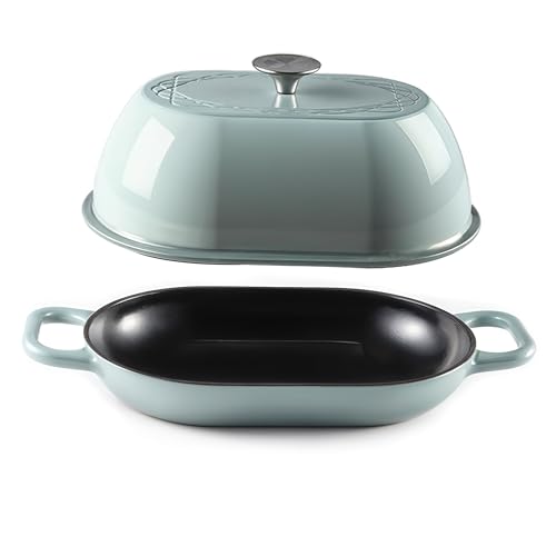 Enameled Cast Iron Dutch Oven for Professional Sourdough Bread Baking | 5.5 Quart Loaf Size Oval Cookware Pot with Lid | Triple-Layer Enamel Coating