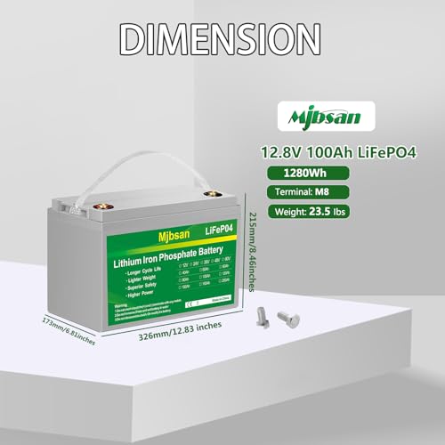 12V 100Ah LiFePO4 Battery 12V 100Ah Lithium Battery, Built-in 100A BMS 1280Wh,Up to 15000+ Deep Cycle Rechargeable Battery 12V