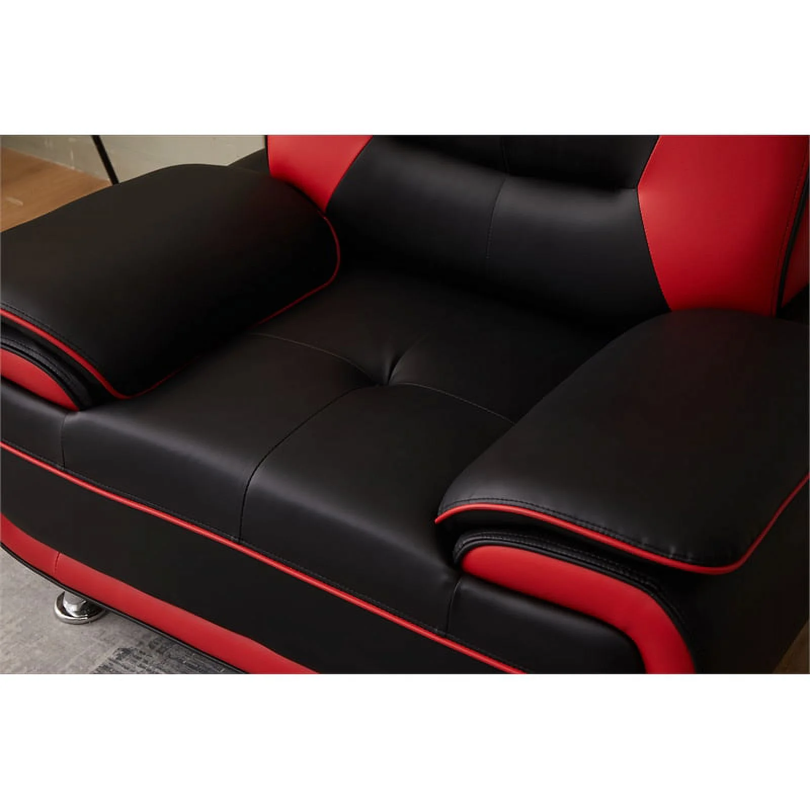 Kingway Furniture Lilian Faux Leather Livingroom Chair in BlackRed