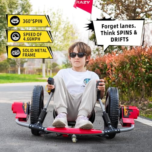 Electric Drift Kart with 16" Large Tyres, 360° Swivel Capability, Dual Lever Steering, 12V Ride On Toys for Boys and Girls from 3 Years Old