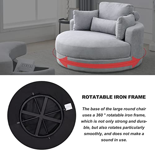 51.5-Inch Oversized Swivel Accent Barrel Chair with Storage Ottoman ,Button Decor and 4 Pillows