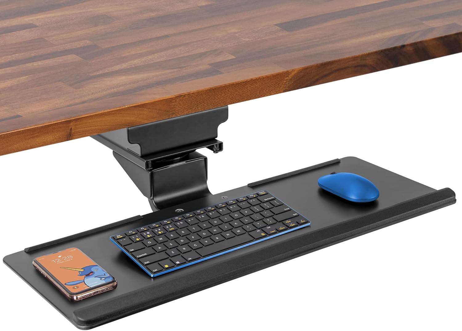 Stand Steady Under Desk Keyboard Tray | Adjustable Tilting Keyboard Shelf for Ergonomic Typing | Screw On Under Desk Storage with Cable Clips (26.5in