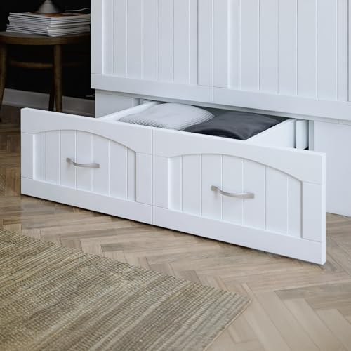 AFI Southampton Queen Murphy Bed Chest with Mattress, Storage, and Built-in Charger in Grey
