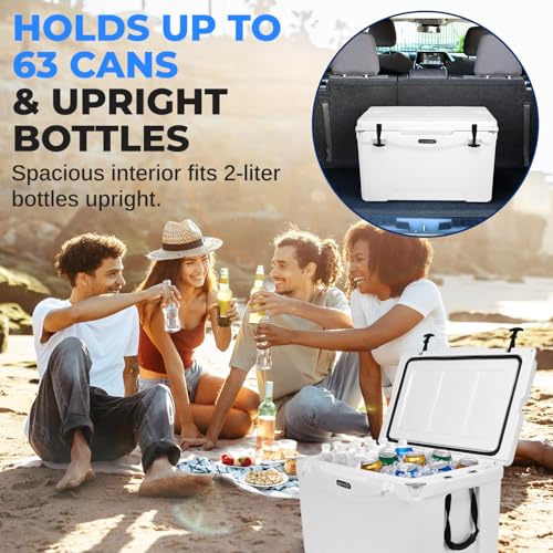 SereneLife Ultra-Tough 45 Quart Rotomolded Cooler Box with Wheels, Holds Upto 56 Cans, Keeps Ice Up to 5 Days