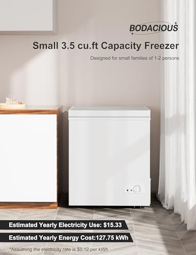 7.0 Cu Ft Chest Freezer - Energy Efficient & Quiet Mini Freezer with Adjustable Thermostat - Compact Deep Freezer for Home, Apartment, and Garage