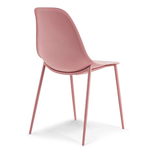POLY & BARK Isla Modern Kitchen Chairs Set of 4 - Plastic Dining Chair with Metal Legs