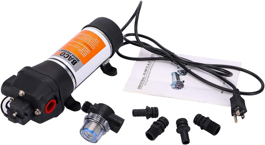 BACOENG AC110V Self Priming Water Pressure Pump, 45Psi On Demand Pump for Caravan/RV/Boat/Marine, 4.5GPM