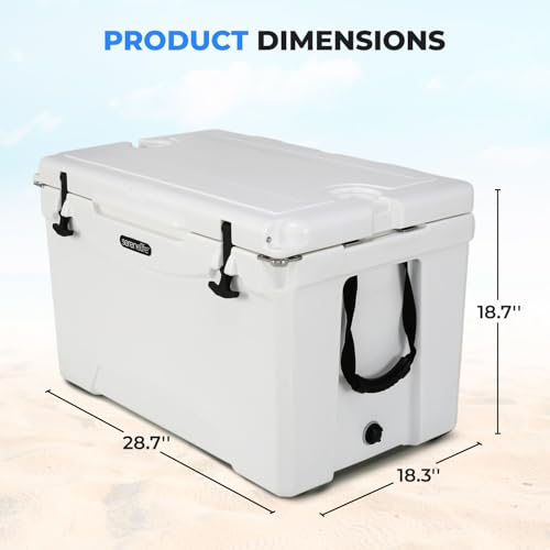 SereneLife Ultra-Tough 45 Quart Rotomolded Cooler Box with Wheels, Holds Upto 56 Cans, Keeps Ice Up to 5 Days