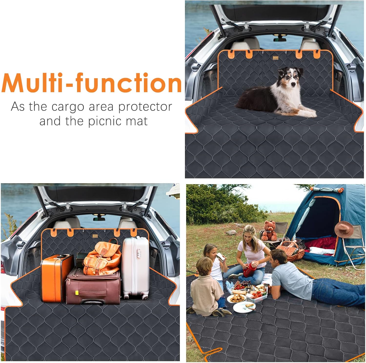 MIXJOY Cargo Liner for Dogs, Cargo Liner for SUV for Fold Down Seat, Dog Mat for Car with Bumper Flap Protector