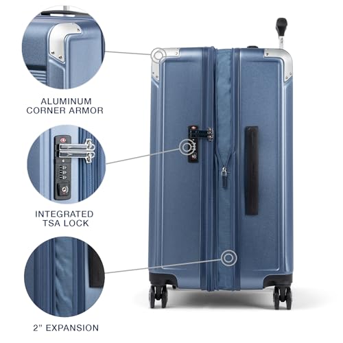 Travelpro Platinum Elite Hardside Expandable Carry on Luggage, 8 Wheel Spinner, TSA Lock, Hard Shell Polycarbonate Suitcase, Metallic Sand