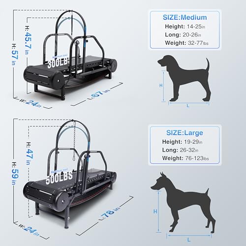 Dog Treadmill for Large/Medium Dogs, Adjustable Ramp Canine Running Slatmill Machine with Pedometer for Exercise & Healthy & Fit Pet Life