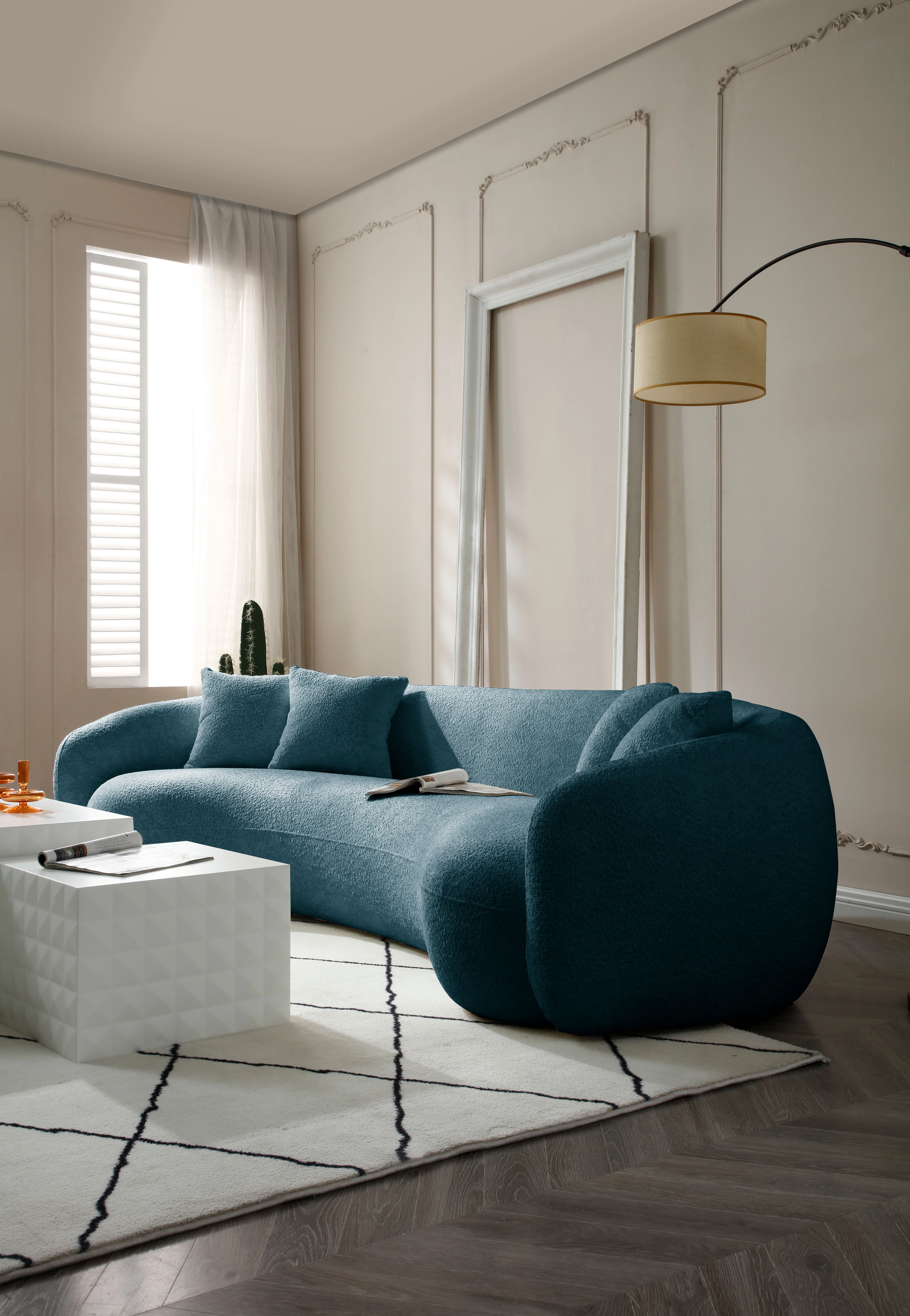kevinplus 101'' Boucle Curved Sofa Couch for Living Room