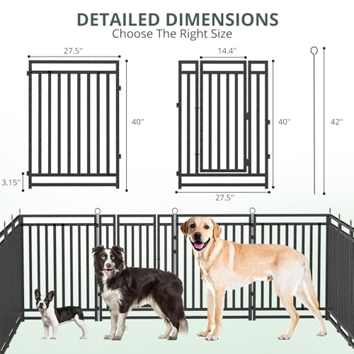 Dog Fence Outdoor Indoor, 40" Inch Height 16 Panels Dog Playpen for Large/Medium/Small Dogs Metal Dog Pen for Yard Camping and RV | Black-Silver