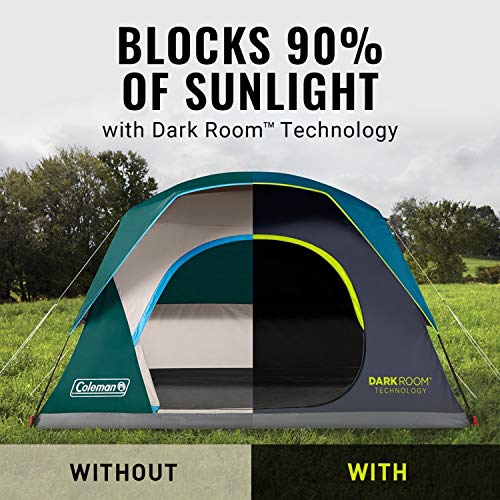 Coleman Skydome Camping Tent with Dark Room Technology, 4/6/8/10 Person Family Tent Sets Up in 5 Minutes and Blocks 90% of Sunlight