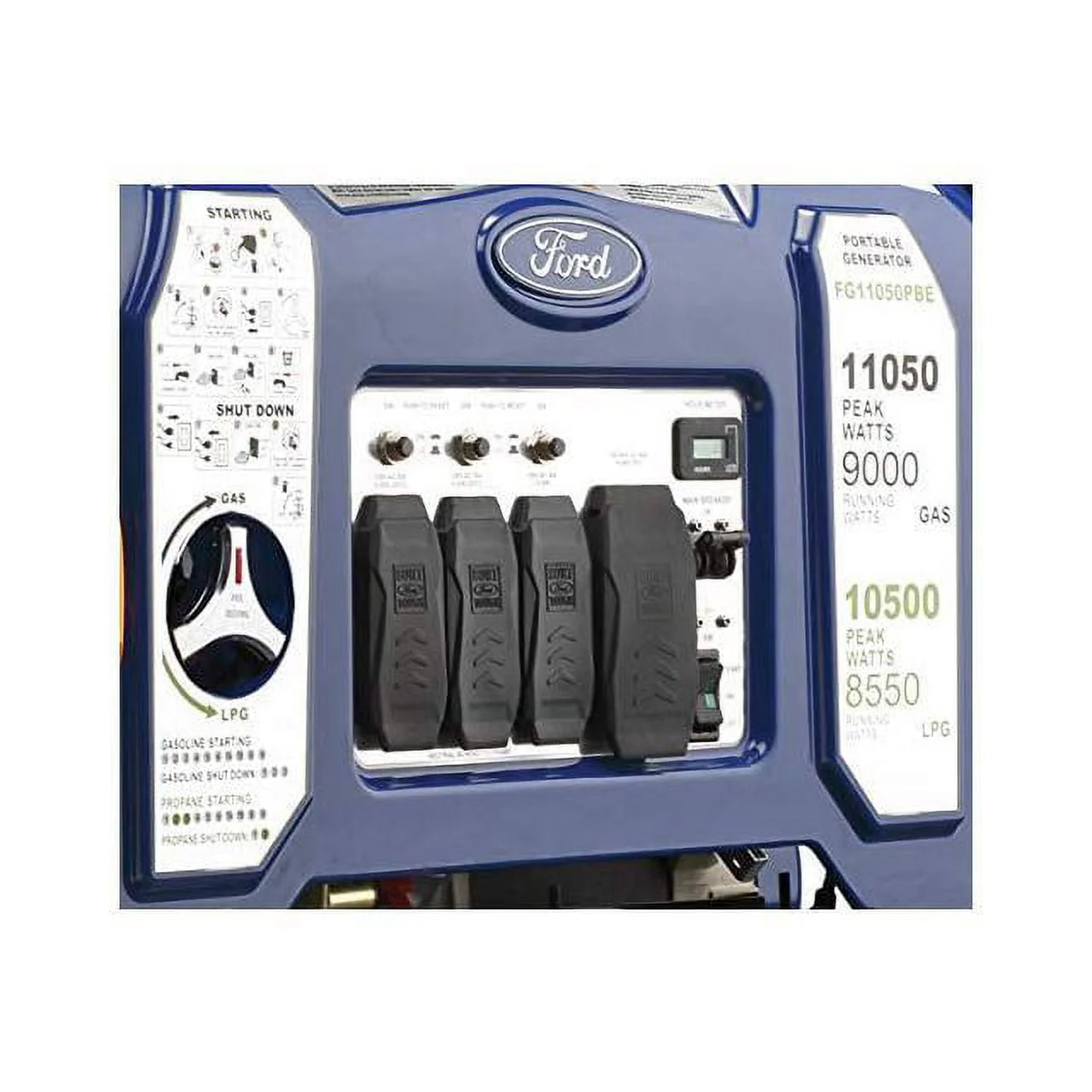 Ford, 11050W Dual Fuel Portable Switch & Go Technology and Electric Start FG11050PBE-A Generator, Blue