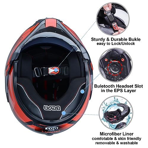 BEON Full Face Motorcycle Helmet DOT Approved, 180° Reversible Chin Guard Modular Pilot Helmet with Anti-Fog Dual Visors for Adult Men Women (S-XXL)