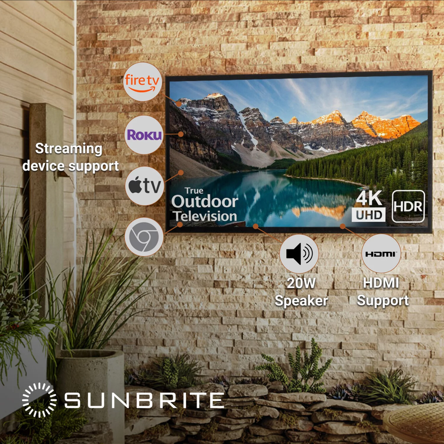 SunBrite Veranda 2 Series 43-inch Full Shade Outdoor TV | 4K Ultra HD HDR LED Weatherproof Television