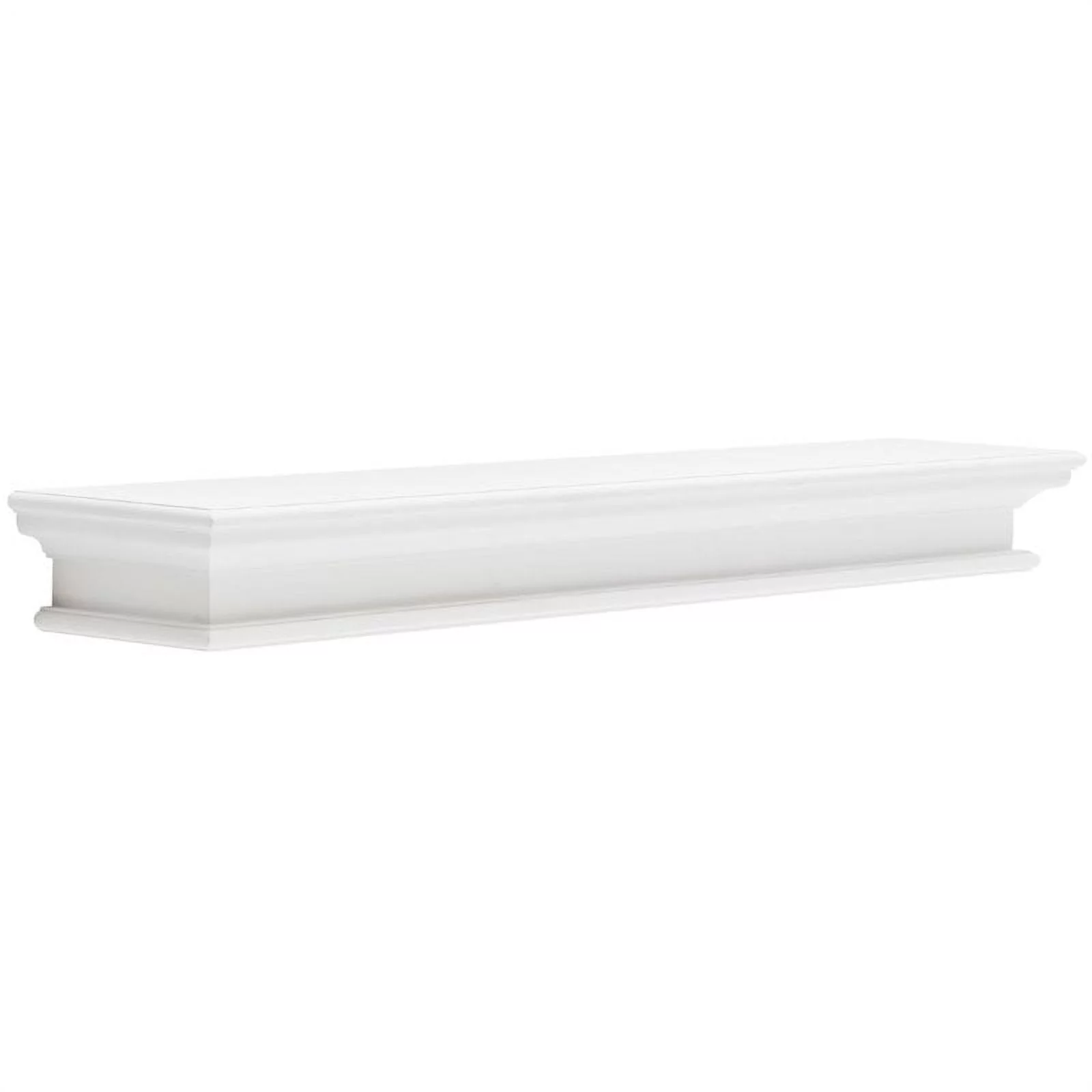 Beaumont Lane Modern Wood Extra Long Floating Wall Shelf in Pure White, Assembled