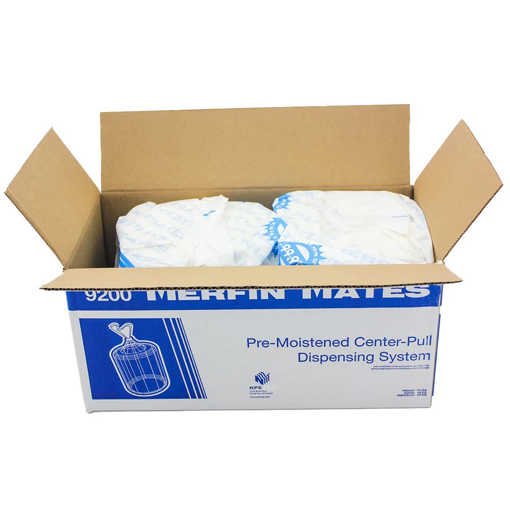 Merfin Mates Pre-Moistened Hand Wipes for Center Pull Dispenser - 2 Refill Packs, 900 Wet Wipes per Case Pack of 2