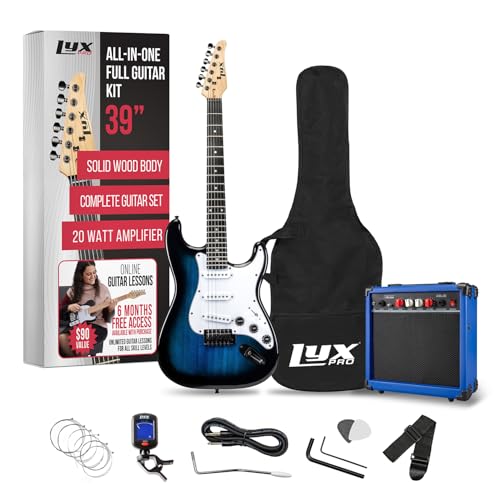 LyxPro Electric Guitar 39" inch Complete Beginner Starter kit Full Size with 20w Amp, Package Includes All Accessories, Digital Tuner, Strings, Picks