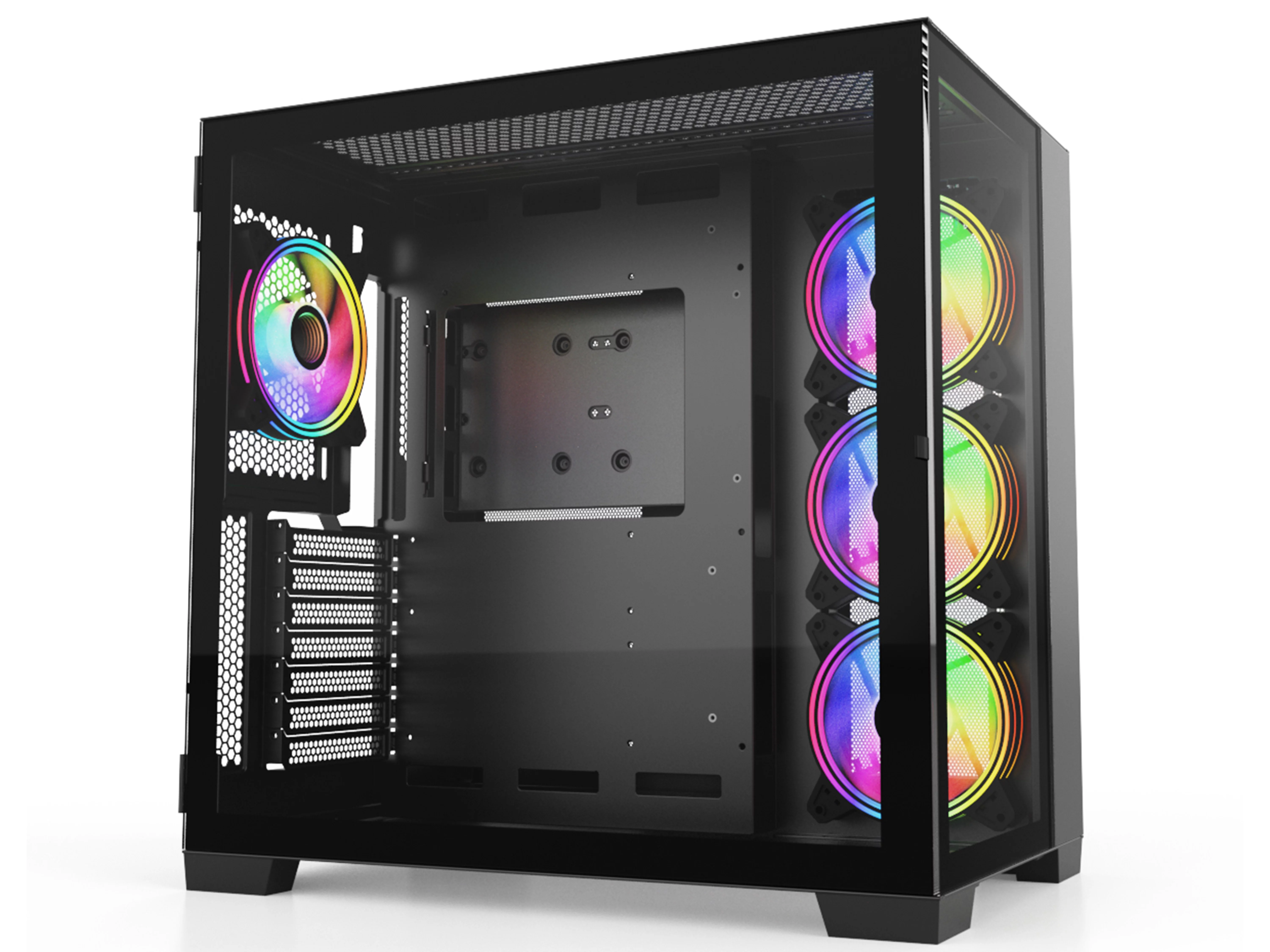 SAMA A711 USB3.0 Dual Tempered Glass Panel ATX/MATX/ITX Gaming Computer Case, Support 360 Water Cooling Upgraded version PC Case