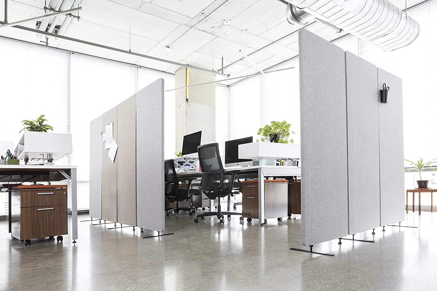 Stand Up Desk Store ReFocus Freestanding Noise Reducing Acoustic Room Wall Divider Office Partition (Cool Gray, 23.6"  x 66" , Stand-Alone Panel)