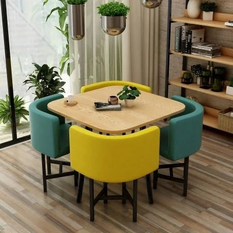 Dining Table Set 4 Chairs Office Reception Seat Suits Negotiation Table Casual Visitor Round Table Visitor Office Desk Chair Set