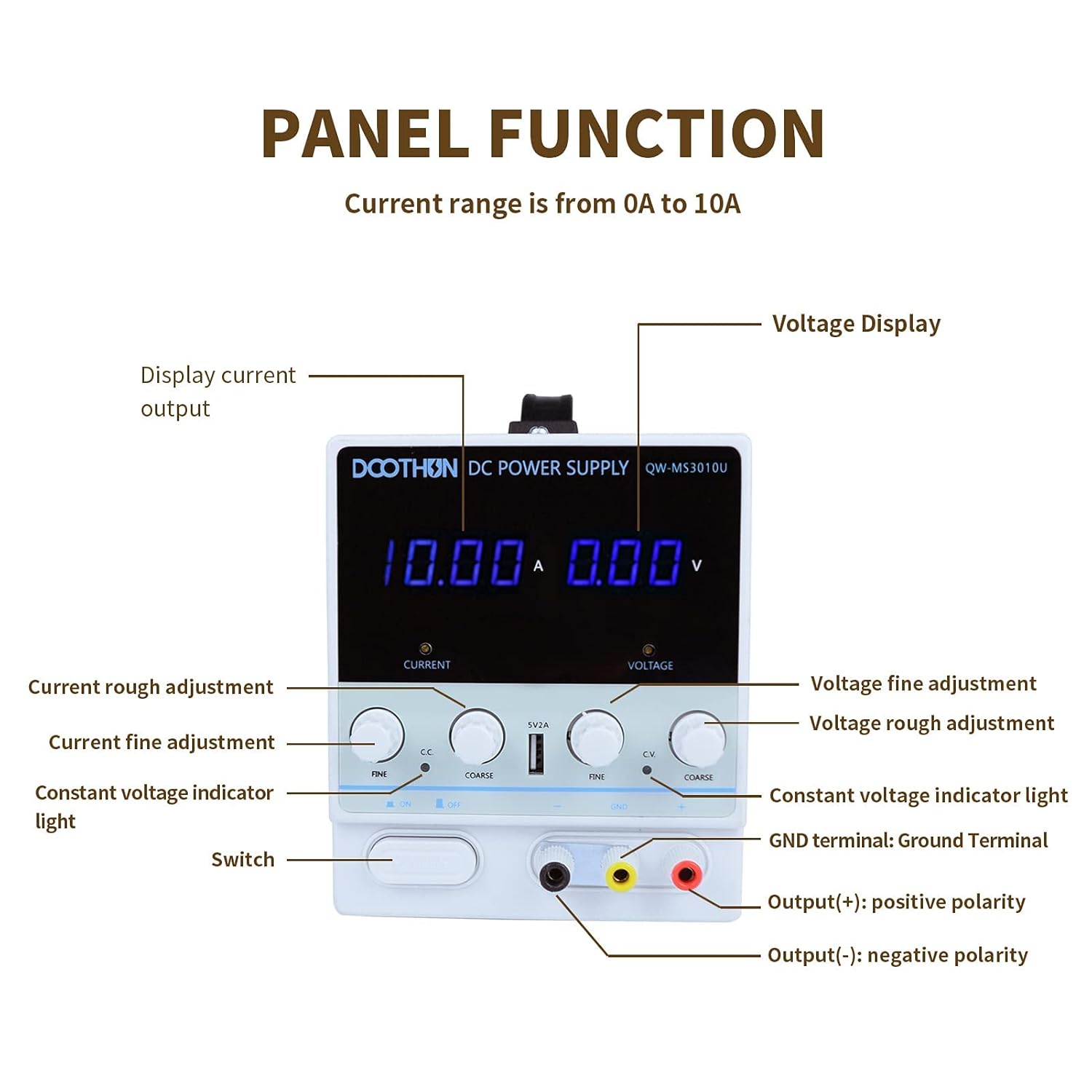 DOOTHUN DC Power Supply Variable Adjustable Switching Regulated Bench Power Supply