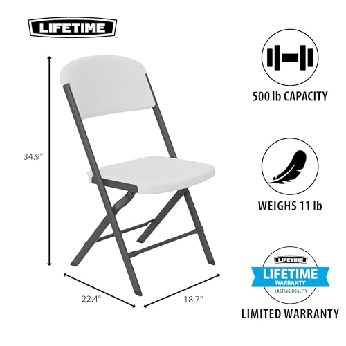 Lifetime Folding Chairs, Heavy Duty Foldable Chair Contoured for Comfort, 4-Pack