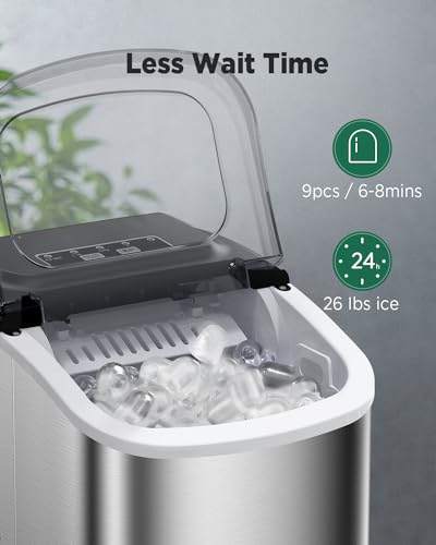 Nugget Ice Maker Countertop, Silonn Chewable Pellet Ice Machine with Self-Cleanin Function, 33lbs/24H Portable Ice Makers for Home Kitchen Officce