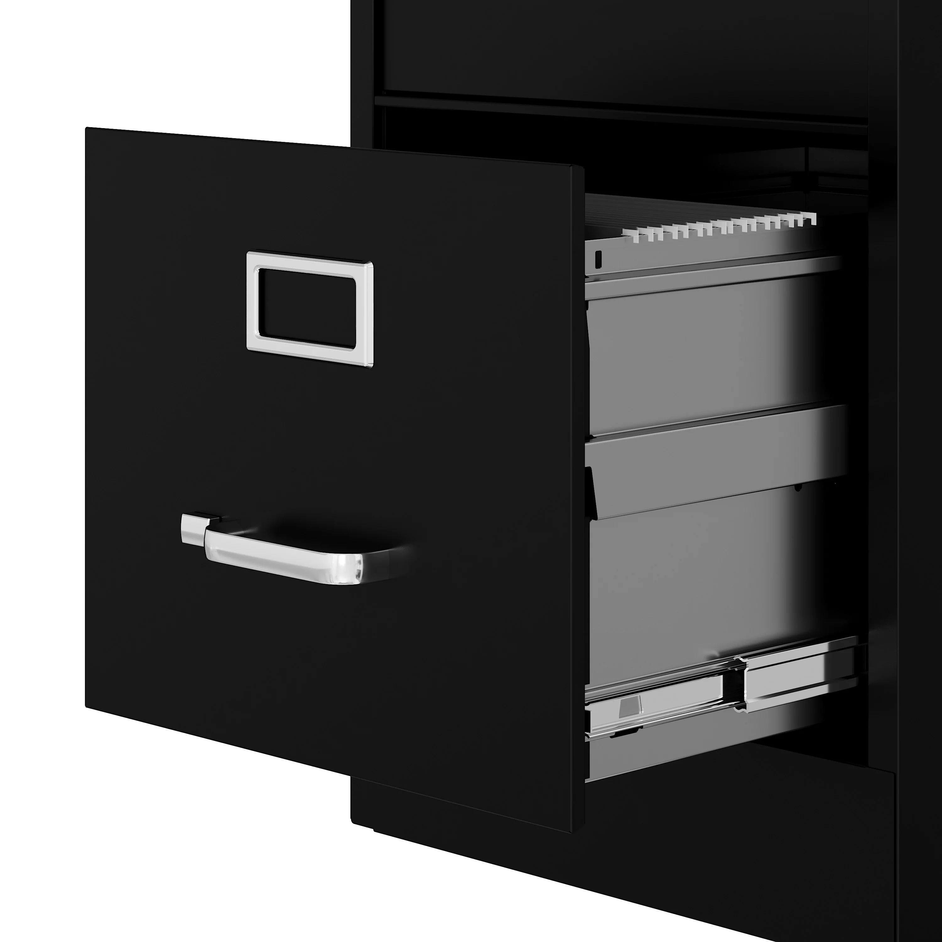 Hirsh 25" Deep 4 Drawer Letter Width Metal Vertical File Cabinet, Commercial Grade, Black