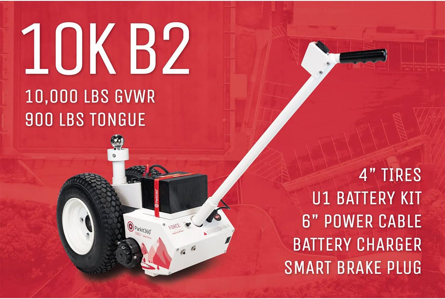 Parkit360 5K B2 Battery Powered Trailer Jack Utility Dolly for Easy Pulling with 2 Hitch Balls Included, Great for Camper, Cargo, and Boat Trailers
