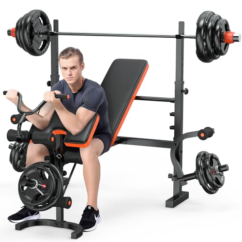 XDDIAS Weight Bench, 770LBS Bench Press Set with Leg Extension, 6 in 1 Olympic Weight Bench for Home Gym
