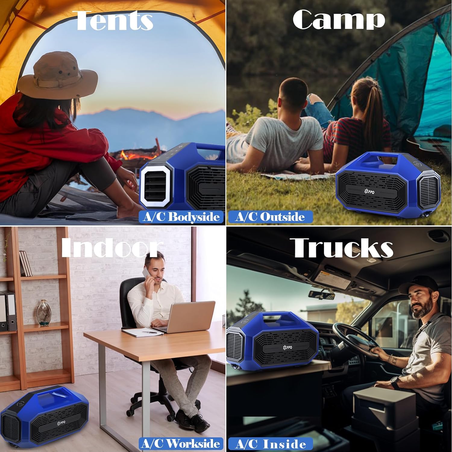 iCold 5pro Portable Air Conditioner, 3000BTU Camping Tent AC Unit 19lb, Wireless Charging & Emergency Flash LED, 190W 25V/DC, 4 Modes Suited to Car