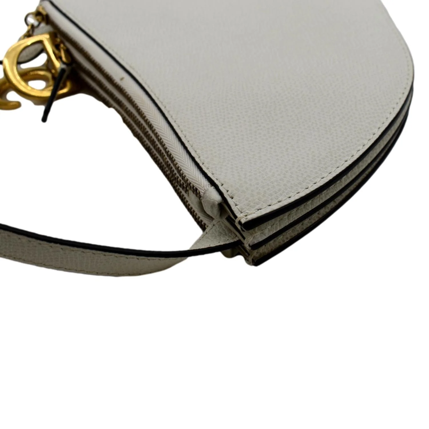 Pre-owned CHRISTIAN DIOR Women Dior Saddle Trio Leather Crossbody Pouch Bag White