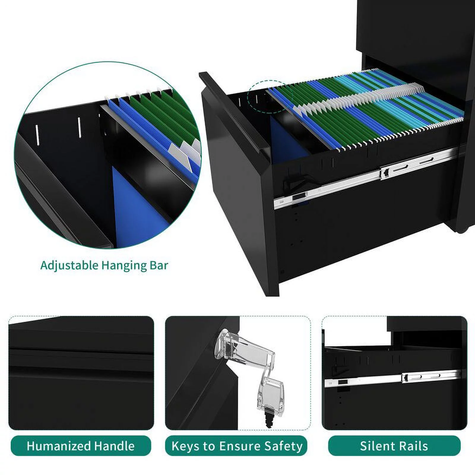 DWVO 2-Drawer Vertical File Cabinet Office Organizer Locking Steel Rolling Legal A4 Size - Radiant Selections